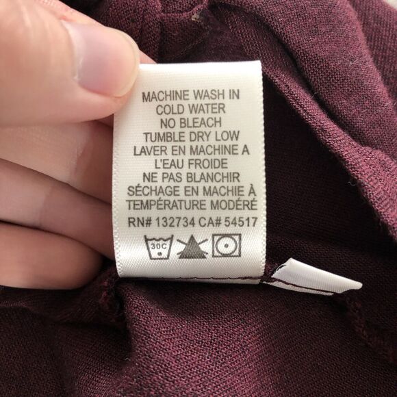 Cloth & Stone Anthropologie Shirt Medium Knot Front Tunic Split Sleeve Burgundy - Picture 9 of 13